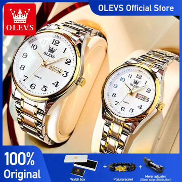 OLEVS 5567 Couple Watches Waterproof Luminous Wristwatch for Lover Date Men‘s and Women's Wristwatch Simple Fashion