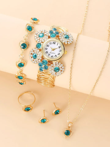 6 exquisite and luxurious sparkling watch sets and accessories to match the watches, suitable for daily wear as birthday gifts