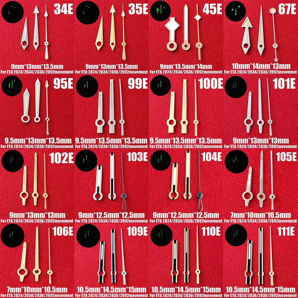 Watch accessories watch hands ETA 2824 hands pointer pointer green super luminous for ETA 2824 2836 2892 movement hot sell hands