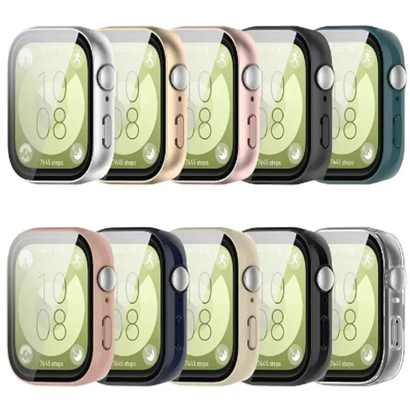 Case for Huawei Watch Fit 3 Accessories All-around PC Bumper Frame Tempered Glass Screen Protector cover HUAWEI fit 3 strap