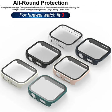 Case for Huawei Watch Fit 3 Accessories All-around PC Bumper Frame Tempered Glass Screen Protector cover HUAWEI fit 3 strap