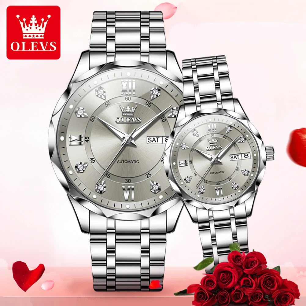 OLEVS 6727 Couple Watches Trend Fashion Top Brand Original Automatic Mech