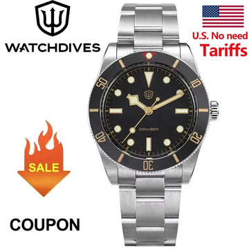 Watchdives WD7922 BB54 Watch VH31 Quartz Movement Waterproof 200m Sapphire Luminous 37mm Vintage Stainless Steel Men Watches