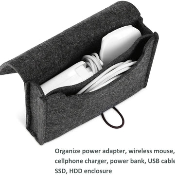 Portable Felt Electronics Accessories Organizer - Power Adapter & USB Cable Storage Case for Travel